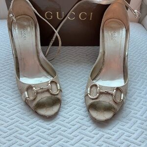 Gucci Women's Tan Peep-Toe Heels Size 9.5 Authentic